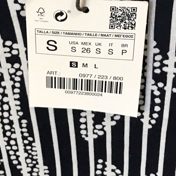 Zara NEW Cotton Striped Floral Peplum Relaxed Top Top Shirt Tunic Boho Ruffles S - Picture 8 of 16